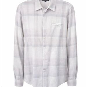John Varvatos Grey White Plaid Collared Button Down Men’s Dress Shirt Large